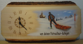 Pensionsgeschenk / Holzuhr / 