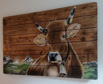 Kuh Wandbild mit Schärhorn / Kundenauftrag 