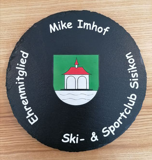 Ehrenmitglied Geschenk / Schieferdrehteller / Ski und Sportclub