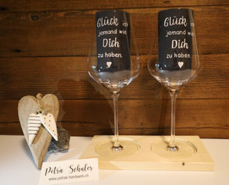Glasgravuren / Gravierte Weingläser 2/4/6 er Set
