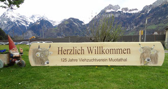  Holz- Werbetafel Viehaustellung / Kundenauftrag