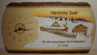 Kundenauftrag Holzuhr Geschenk 