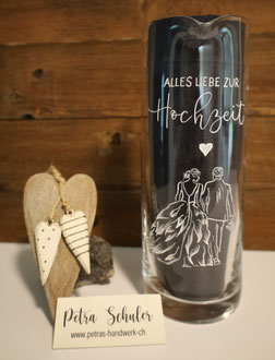 Glaskrug graviert / Hochzeitsgeschenke / Glasgravur