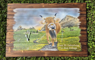 Holzwandbild Alp / Geburtstagsgeschenk