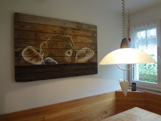 Kuh Holzwandbild