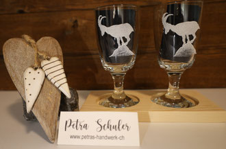 Glasgravuren / Gravierte Kaffeegläser Steinbock 2/4/6 er Set