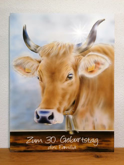Kuhwandbild bemalen Geburttagsgeschenk