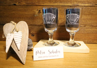 Glasgravuren / Gravierte Kaffeegläser Handorgel 2 er Set