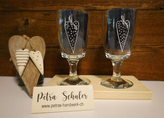 Glasgravuren / Gravierte Kaffeegläser 2/4/6 er Set