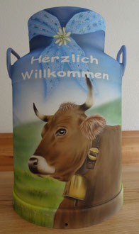 Milchkanne bemalen Herzlich Wilkommen