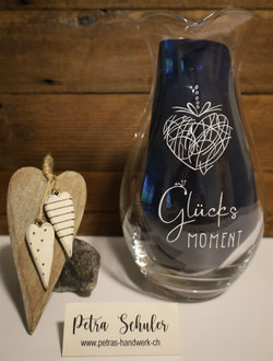 Glaskrug graviert / Herz / Glasgravur