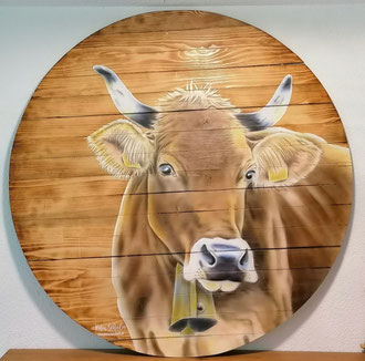 Kuh Holzwandbild 