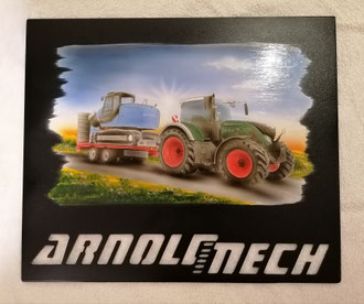 Werbetafel Arnold Mech / Kundenauftrag / Airbrush auf Stahlblech