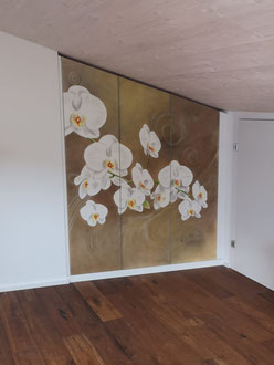 Wandschrank bemalt Airbrush " Orchideen "