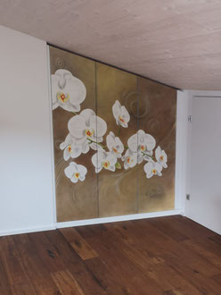 Wandschrank bemalt Airbrush " Orchideen "