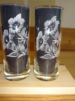 Glasgravuren Mineralwasser Enzian 