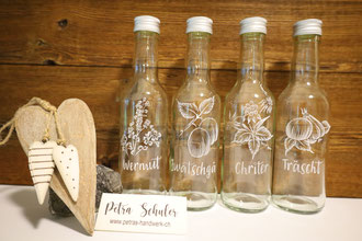Schnapsflasche graviert / Glasgravur