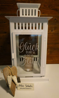 Laterne graviert / Geschenkidee / Glasgravur