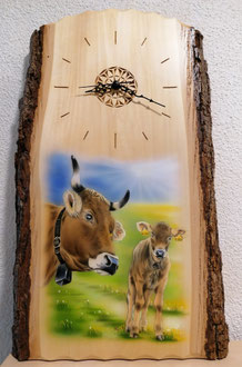 Holzuhr Airbrush / Wanduhr 