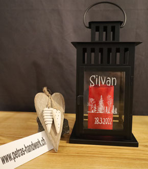 Laterne graviert / Geschenkidee / Glasgravur