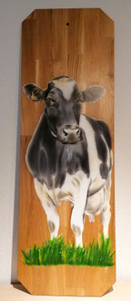 Hohlsteinkuh Airbrush auf Eiche Kundenauftrag