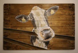 Holzwandbild Kuh 