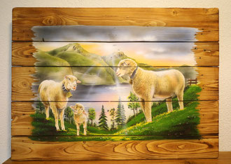 Holzwandbild Airbrush