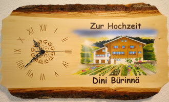 Holzuhr Hochzeitsgeschenk