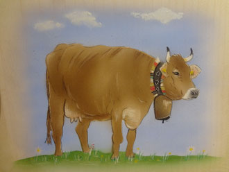 Kuhportrait auf Holz bemalen