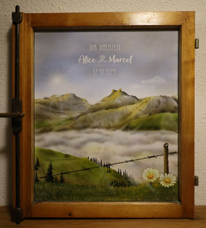 Fenster bemalen Schärhorn / Auftragsmalerei /  