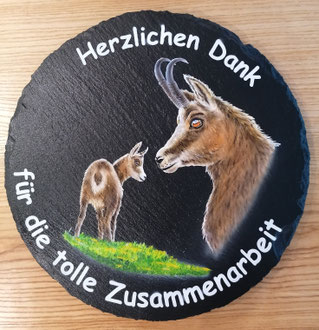 Granitdrehteller mit Wildmotiv bemalen