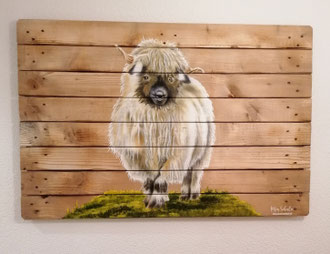 Wandbild Schwarznasenschaf / Liäbä Gruäss is Wallis / Kundenauftrag 