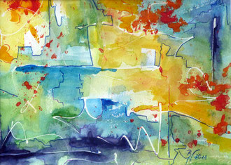 Blau trifft Gelb, Aquarell, 24x32, 2011