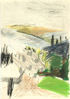 Toscana VI, Öl-Pastell, Bleistift, 17 x 24 cm