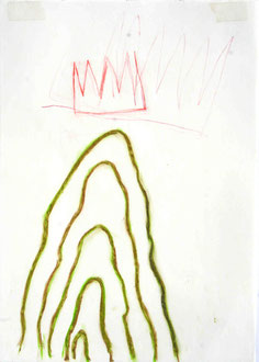 König, schwebend, Öl-Pastell, 21 x 30 cm