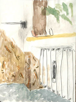 Farbraum IX, Aquarell, Öl-Pastell, Bleistift, 21 x 30 cm