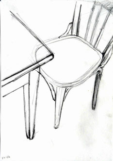 Cafe-Raum 1, Bleistift, 21 x 30 cm