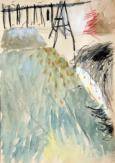 Farbraum V, Aquarell, Öl-Pastell, Bleistift, 21 x 30 cm