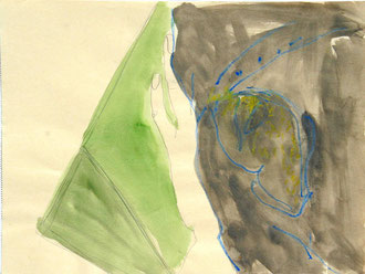 Komposition, Bleistift, Ölpastell, Aquarell, 25 x 35 cm