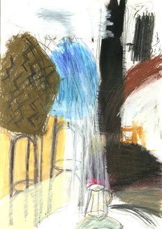 Farbwelt mit Kännchen, Öl-Pastell, 21 x 30 cm