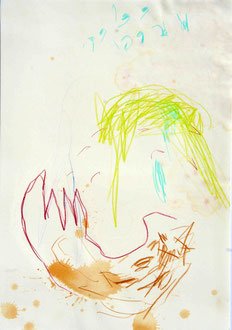 o.T., Buntstift, Öl-Pastell, 22 x 32 cm
