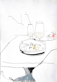 Lust-ig, Bleistift, Tinte, Öl-Pastell, 21 x 30 cm