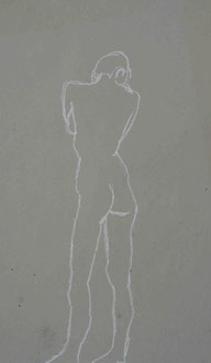 Akt 3, Öl-Pastell auf Packpapier, ca. 60 x 80 cm