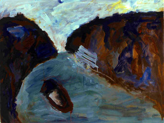 Mosel II, Dispersion auf Papier, 59 x 84 cm