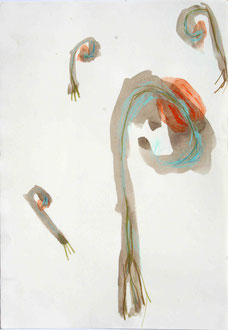 o.T., Aquarell, Buntstift, 21 x 30 cm