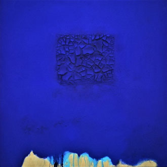 Blau Gold Geist IV, Acryl auf LW, 100 x 100 cm, 1. 000 €