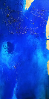 Dreamsphere 2, Acryl auf LW mit Draht, 50 x 100 cm