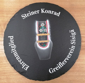 Ehrenmitglied Geschenk Schieferdrehteller