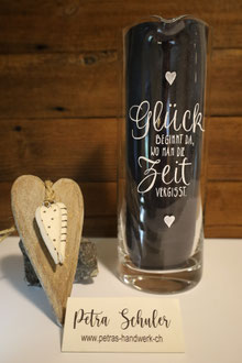 Glaskrug graviert / Glück / Glasgravur