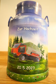 Milchkanne bemalt Reform / Kundenauftrag
